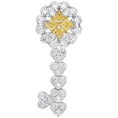 GILIN Pendentif clé en diamant jaune et blanc avec illusion de transparence