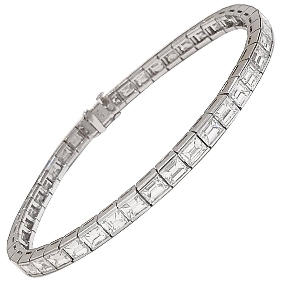 Cartier Emerald Cut Diamond Platinum  Line Bracelet