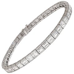 Cartier Emerald Cut Diamond Platinum Line Bracelet