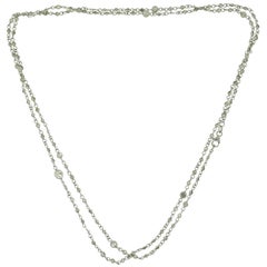 Different Size Variation Diamond Long Station 18 Karat White Gold Necklace