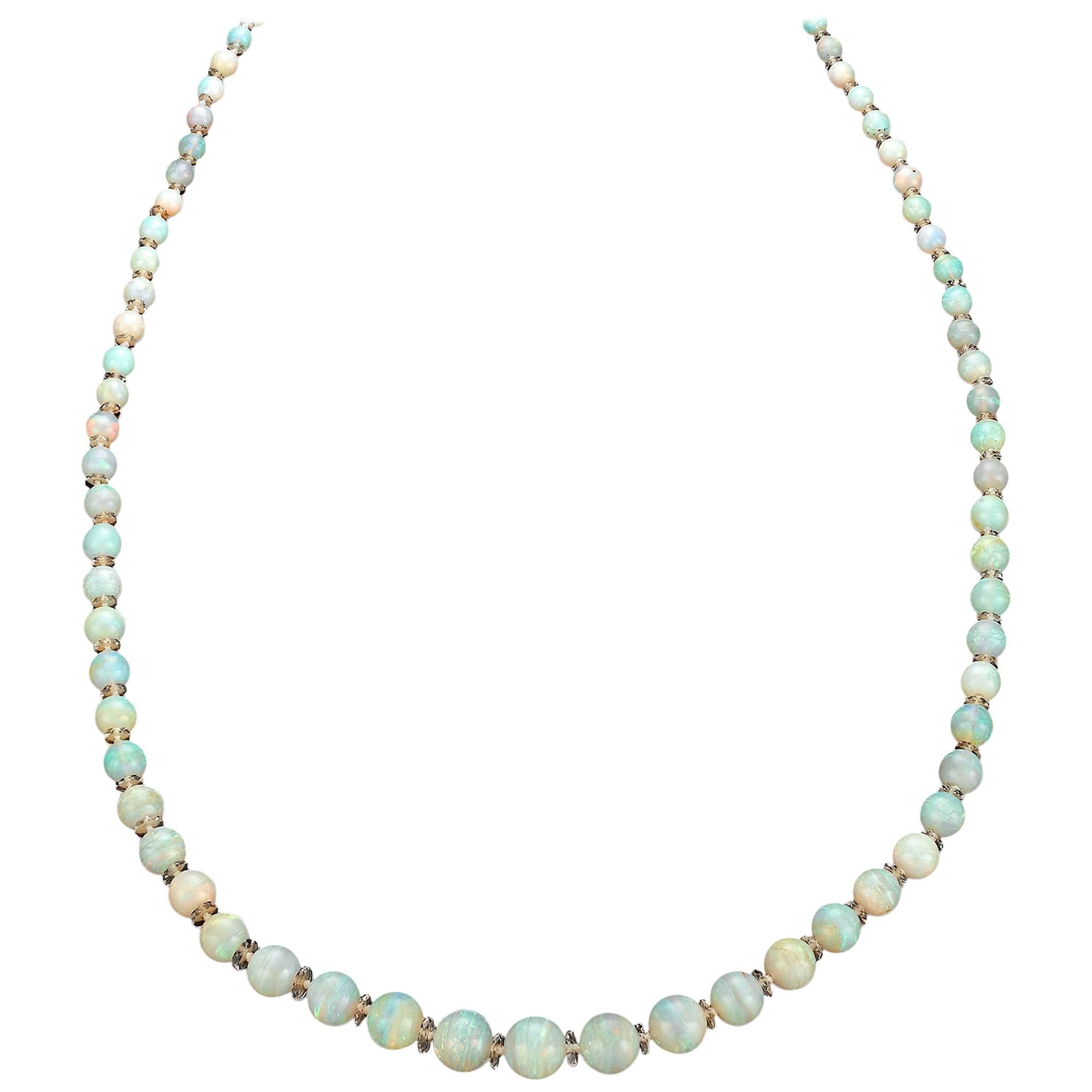 Opal- und Bergkristall-Halskette 