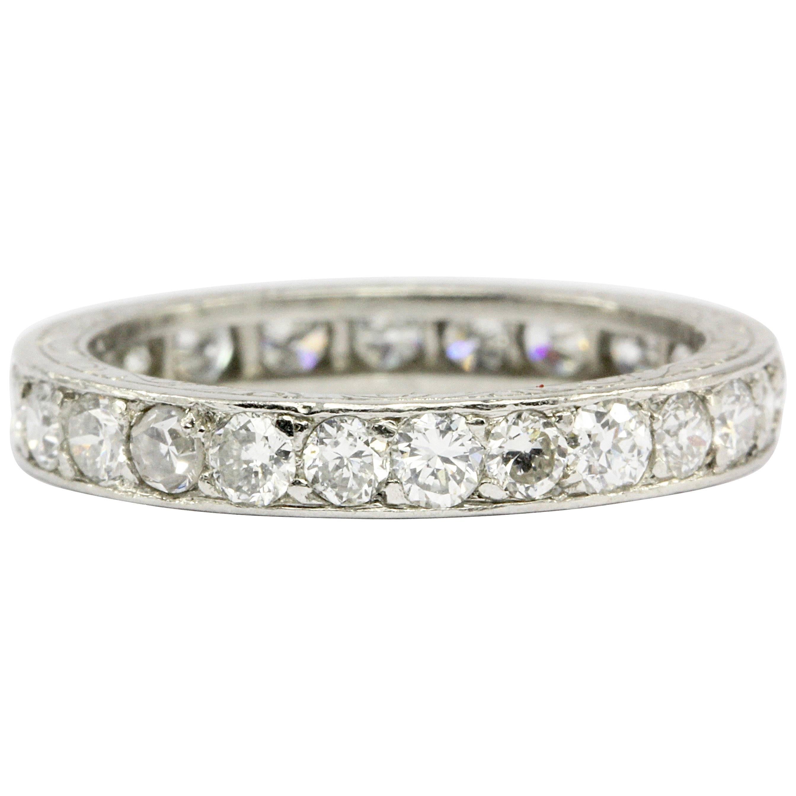 Art Deco Platinum  Diamond Eternity Band