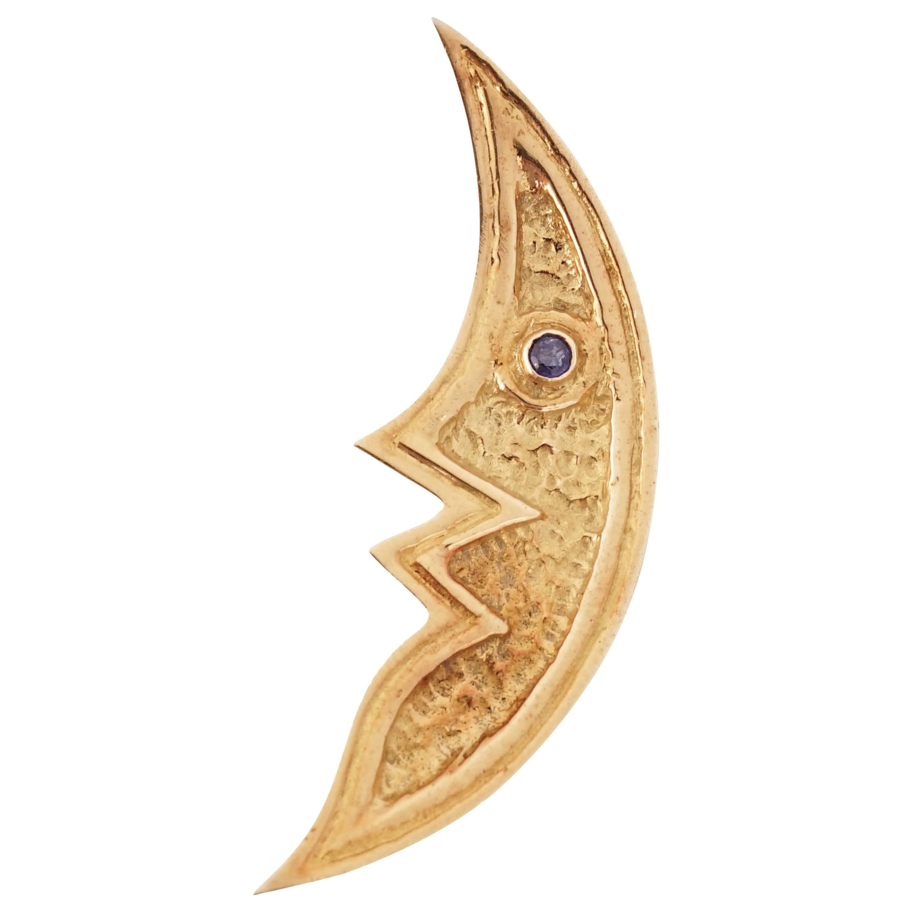 1963 Georges Braque Sapphire and Gold Lampetia Brooch