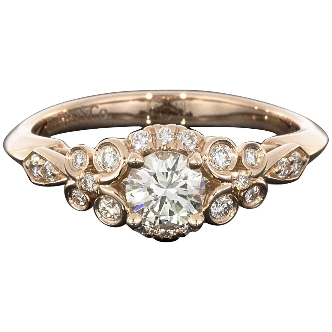 0.42CT Vintage Swirl 14K Rose Gold Diamond Engagement Ring