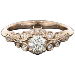 0.42CT Vintage Swirl 14K Rose Gold Diamond Engagement Ring