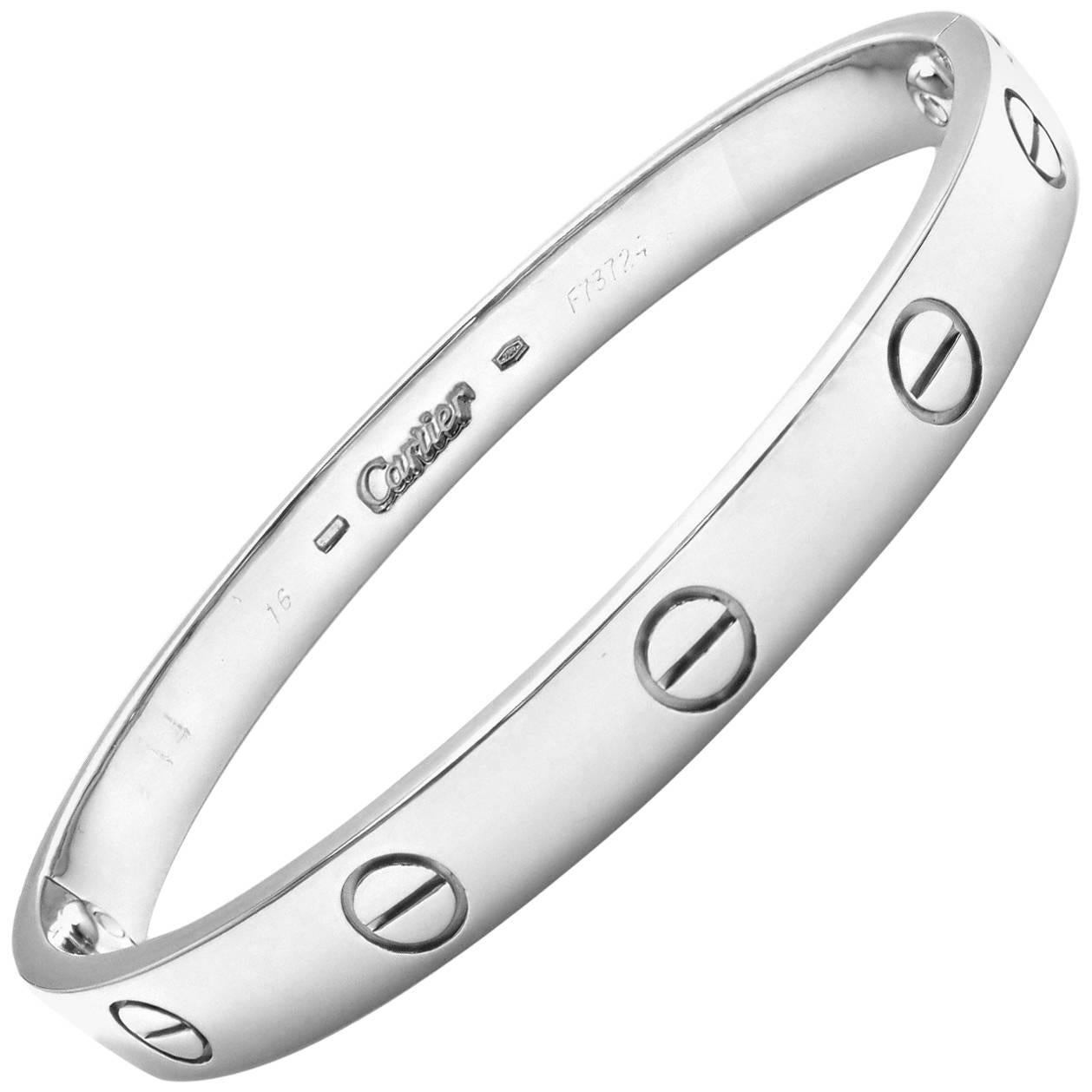 Cartier Diamond White Gold Bangle Bracelet at 1stdibs