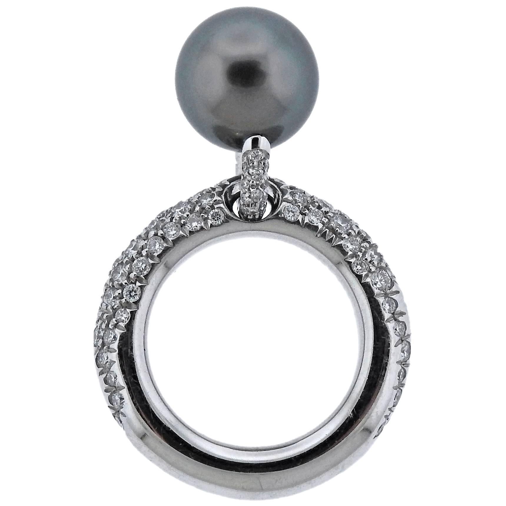 Mikimoto Black South Sea Pearl Diamond Gold Ring