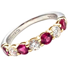 Tiffany & Co. Diamond Ruby Platinum Yellow Gold Band Ring