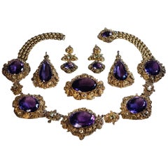 Antique Georgian Era Amethyst Chrysoberyl Gold Parure, circa 1830