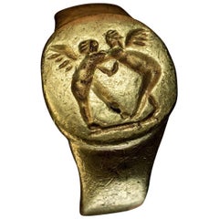 Antique Ancient Greek Gold Intaglio Ring Circa 4th Century BC