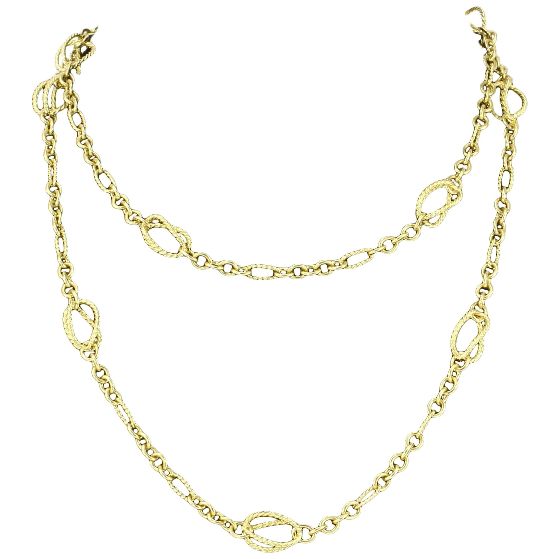 Rare David Yurman 18 Karat Yellow Gold Spiral Link Necklace