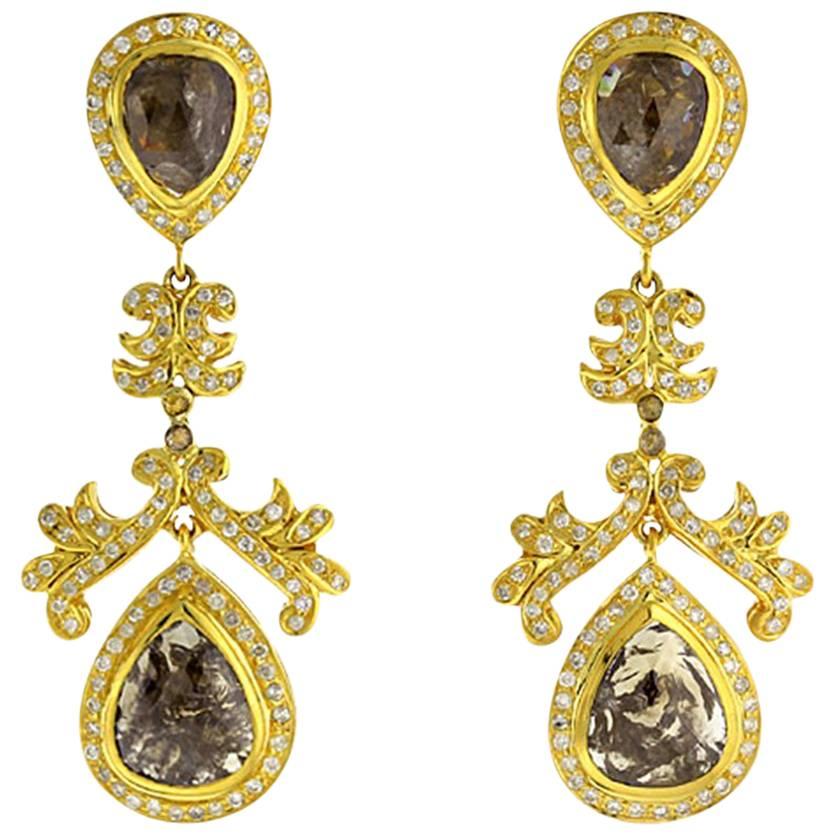 Brown Ice Diamond Earring For Sale