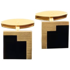 Moderistische Manschettenknöpfe aus Onyx in Gold von Emil Krauss