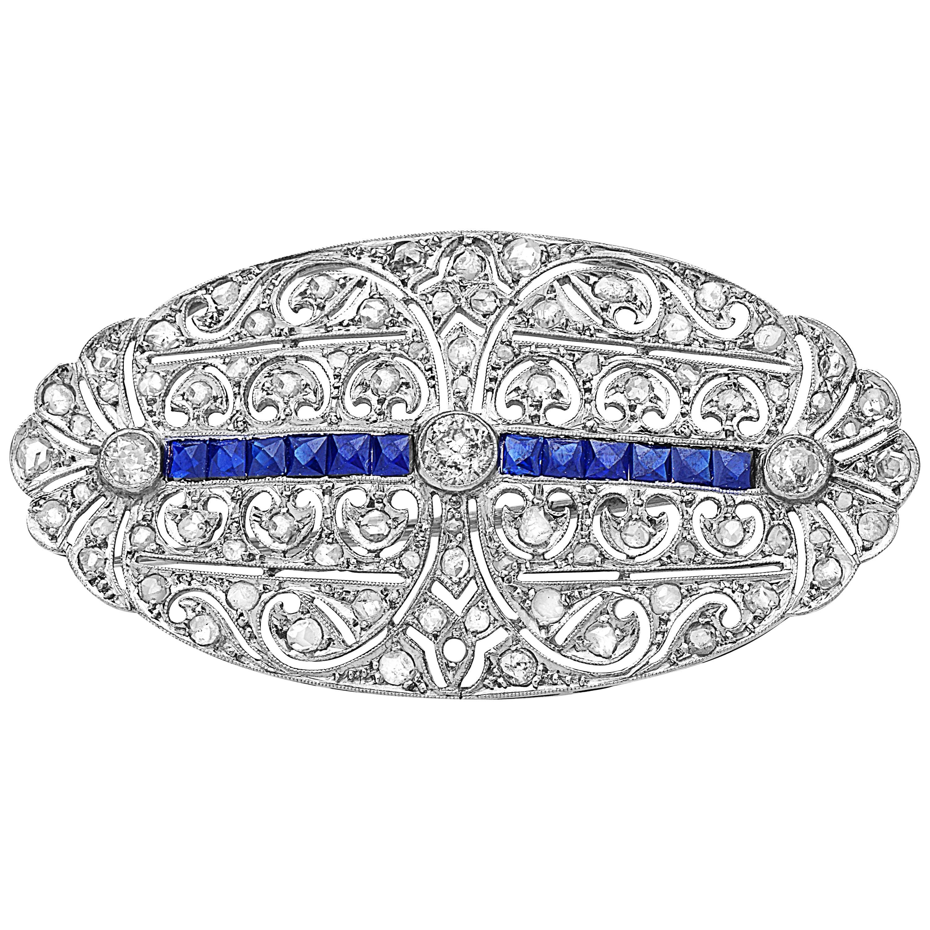 Emilio Jewelry Art Deco Style Diamond Brooch For Sale