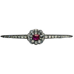 Antique Victorian Ruby Diamond Bangle Bracelet