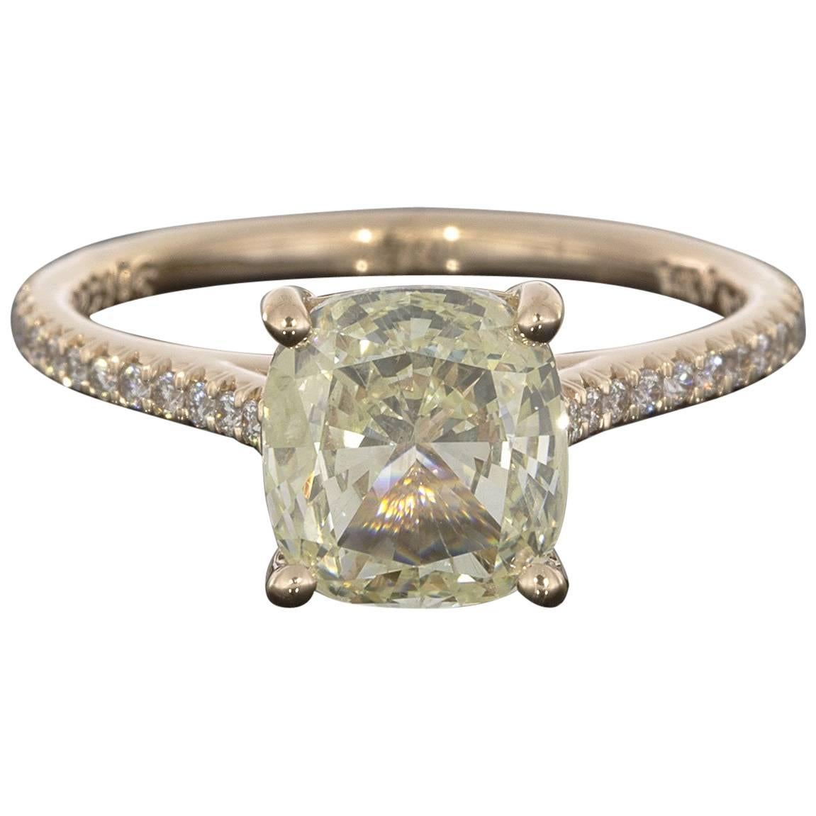 2.03 Carat Cushion Cut GIA Certified 14 Karat Rose Gold Engagement Ring