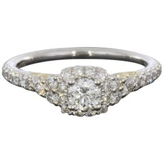 0.24 Carat Round With Cushion Halo In 14K Two Tone Gold Diamond Engagement Ring