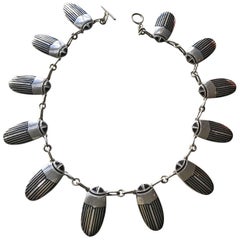 Erik Magnussen Sterling Silver and Enamel Scarab Necklace