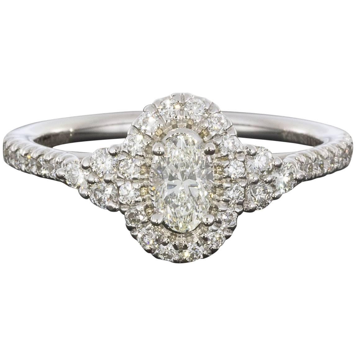Gabriel & Co White Gold Oval Diamond Halo Engagement Ring