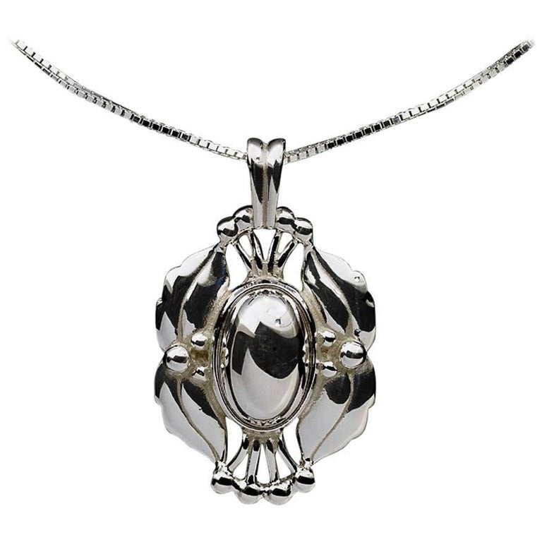 George Jensen Art Nouveau Sterling Silver Heritage Pendant Necklace at ...