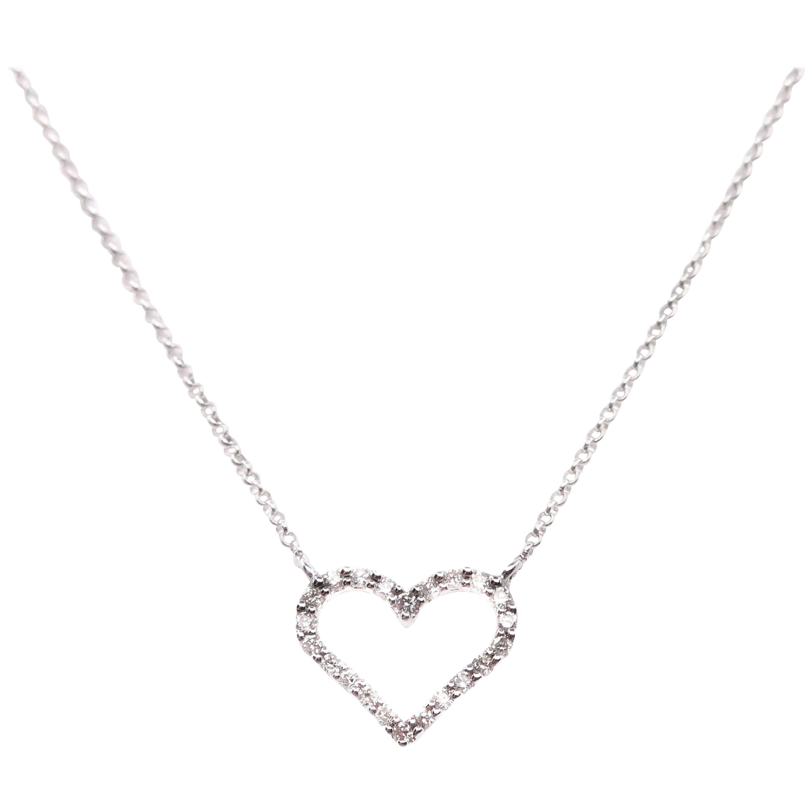 Open Diamond Heart White Gold Pendant