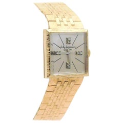 Vintage Jules Jergensen Yellow Gold Original Diamond Dial Manual Wristwatch, circa 1945