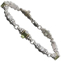 Lagos Peridot Sterling Silver and 18 Karat Yellow Gold Vintage Bracelet