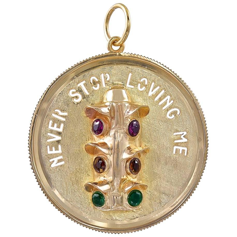 Never Stop Loving You Gold Stoplight Charm For Sale
