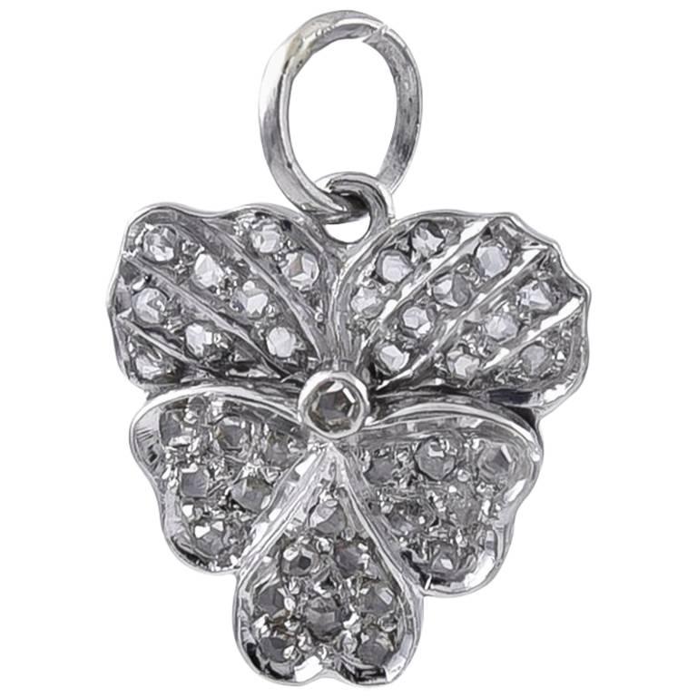 Antique Platinum Pansy Charm with Hidden Message