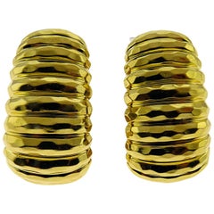 18 Karat Hammered Gold Earrings