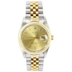 Rolex Yellow Gold Stainless Steel Oyster Perpetual Date Automatic Wristwatch