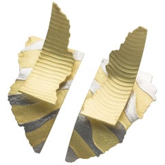 Annabel Eley Platinum Inlay 18 Karat Yellow Gold Statement Stud Earrings