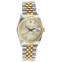Rolex Yellow Gold Stainless Steel Datejust Tapestry Dial Automatic Wristwatch