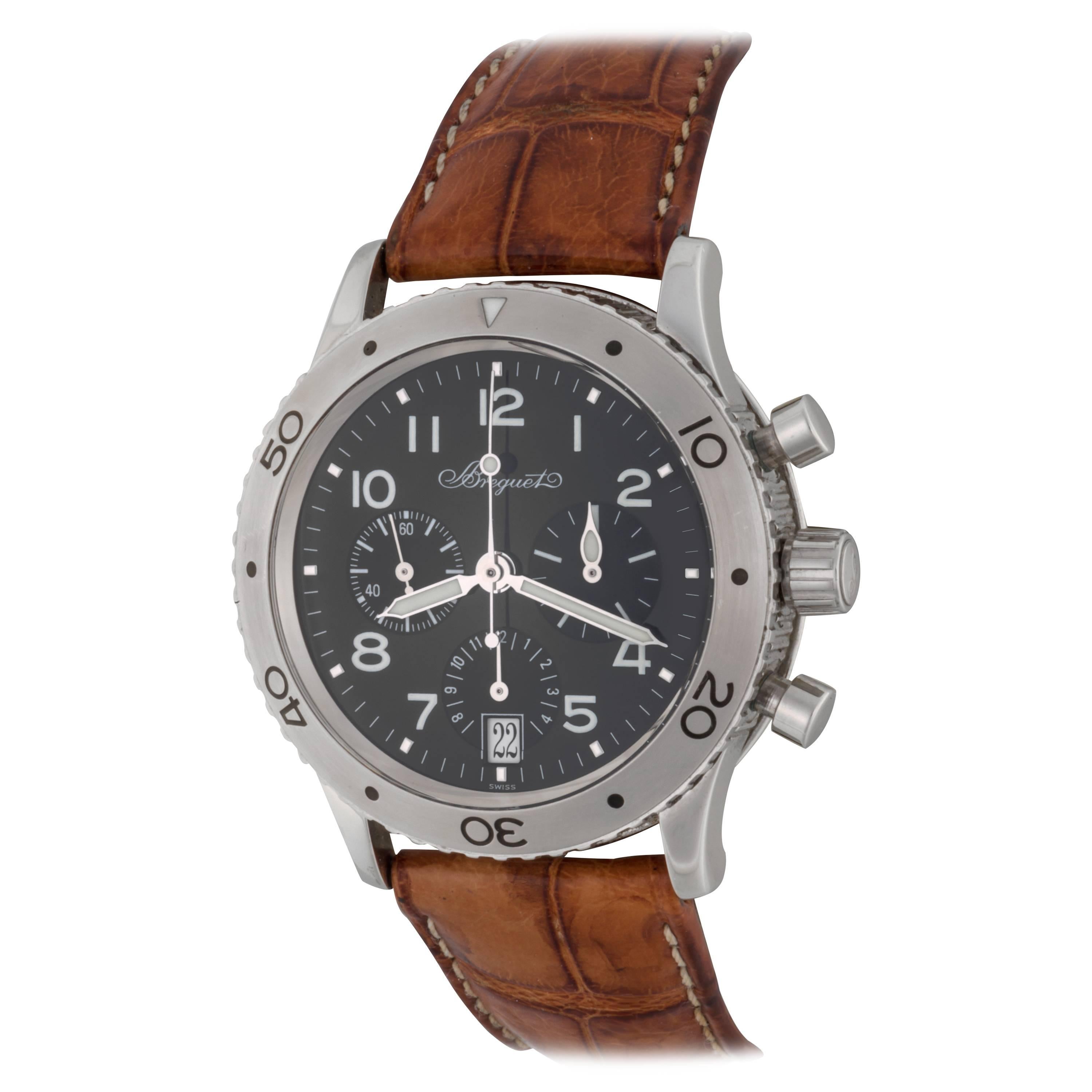 Breguet Stainless Steel Transatlantic Chronograph Automatic Wristwatch 