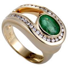 Charles Krypell Diamond and Emerald Gold Loop Ring