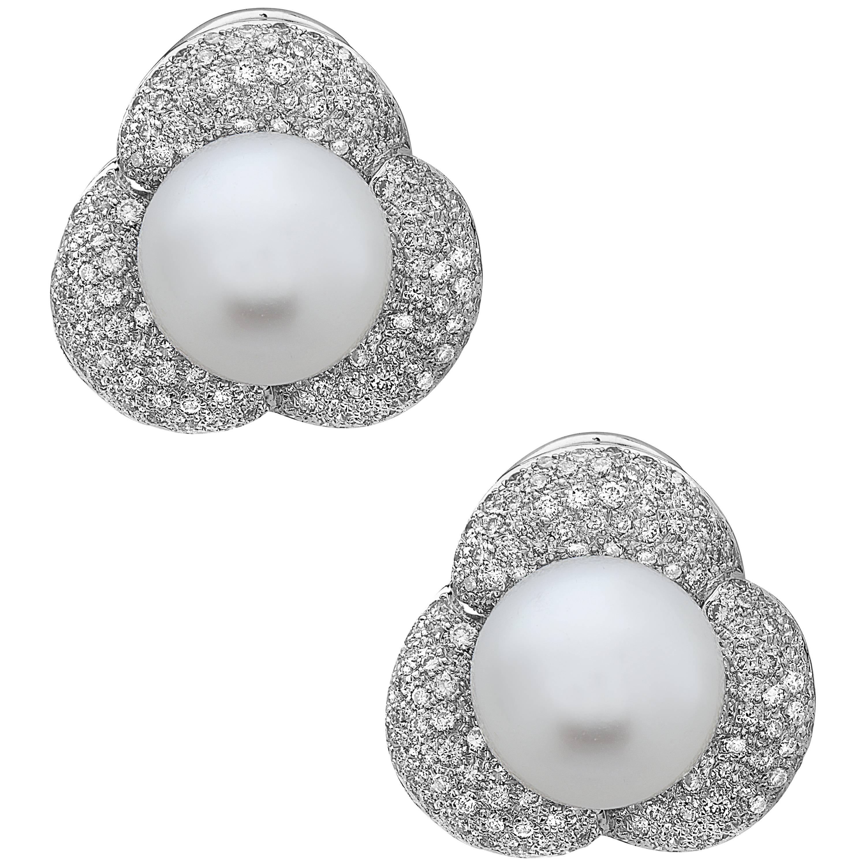 Emilio Jewelry South Sea Diamond Pearl Earrings