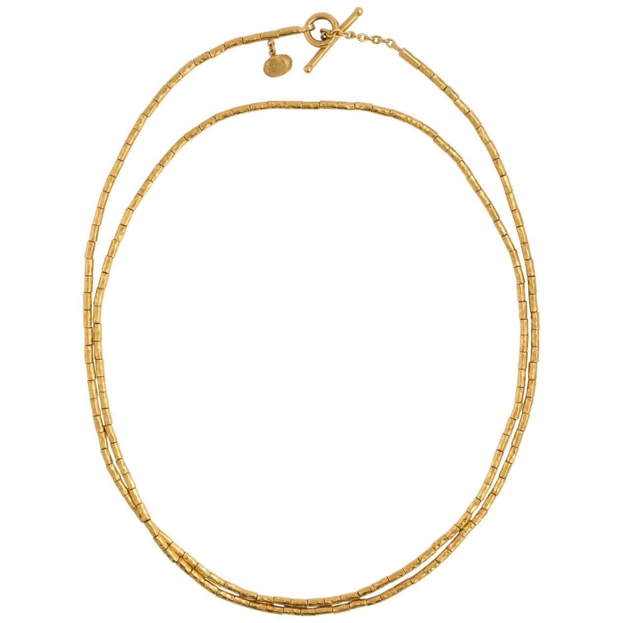 Yossi Harari Pure Gold Bamboo Links Toggle Necklace from the Rachel Collection