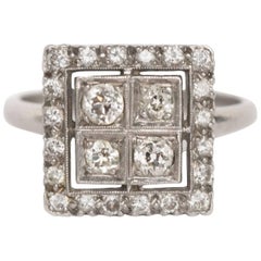 Antique .50 Carat, Total Weight Diamond Platinum Engagement Ring