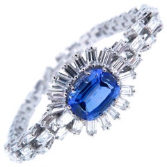 4.25 Carat White Gold Modern Flexible Tanzanite and Diamond Link Bracelet 4.25 Carat White Gold Modern Flexible Tanzanite and Diamond Link Bracelet