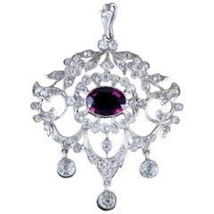 Antique Silver Victorian Purple Paste Pendant, circa 1900