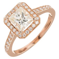 Peter Suchy GIA Certified 1.00 Carat Diamond Halo Rose Gold Engagement Ring