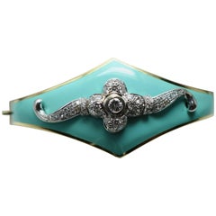 Enamel Bangle with Diamond Section