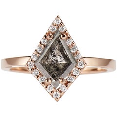 'Ava' Salt and Pepper Kite Cut, 1.35 Carat Diamond Engagement Ring