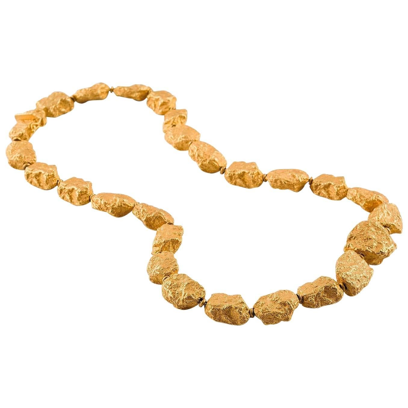 18 Carat Yellow Gold Nuggets Roberto Coin Necklace