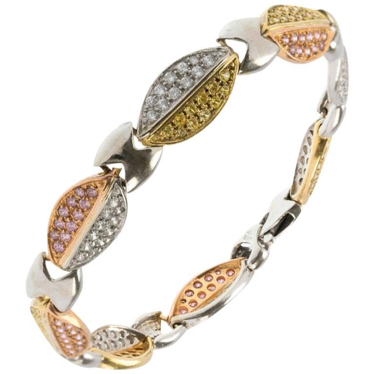 Fancy ThreeTone Gold Bracelet For Sale at 1stDibs