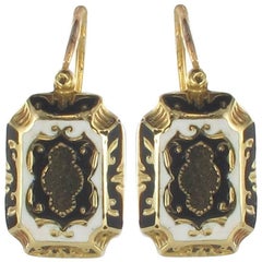 French Napoleon 3rd Enamelled Gold Drop Earrings