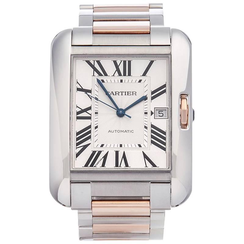 Cartier Tank Anglaise XL Stainless Steel and 18k Rose Gold Gents 3507 or W531000