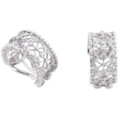 Buccellati White Gold and Studs Diamonds Band Earrings