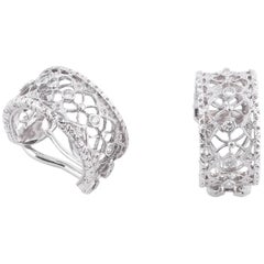  Buccellati White Gold and Studs Diamonds Band Earrings