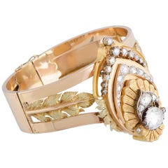 Diamond Rose Gold Large Bangle Bracelet